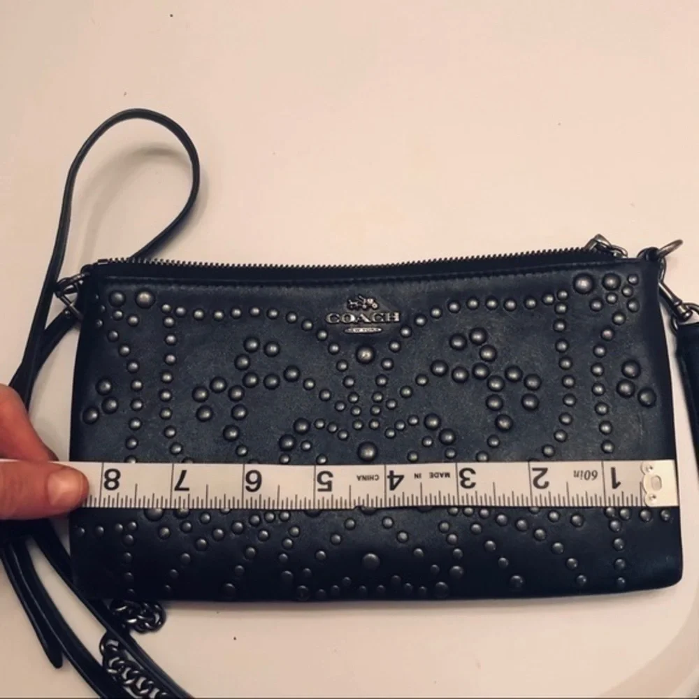 Coach studded metallic leather crossbody